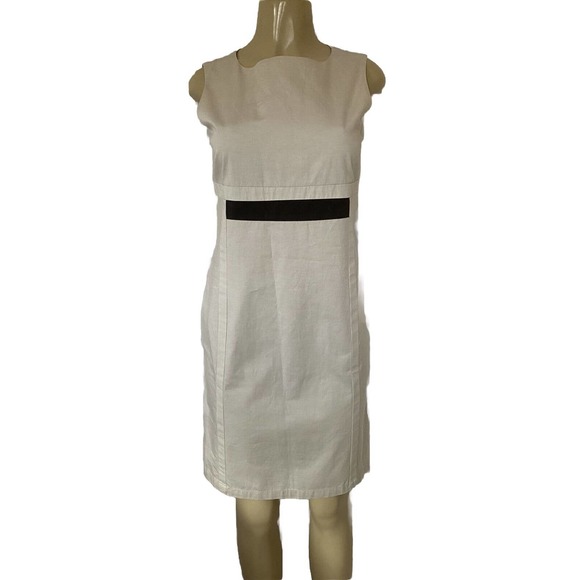 S' Max Mara Dress Sand Beige Cotton Sleeveless Round Neck Sheath Back zi… - Picture 1 of 7